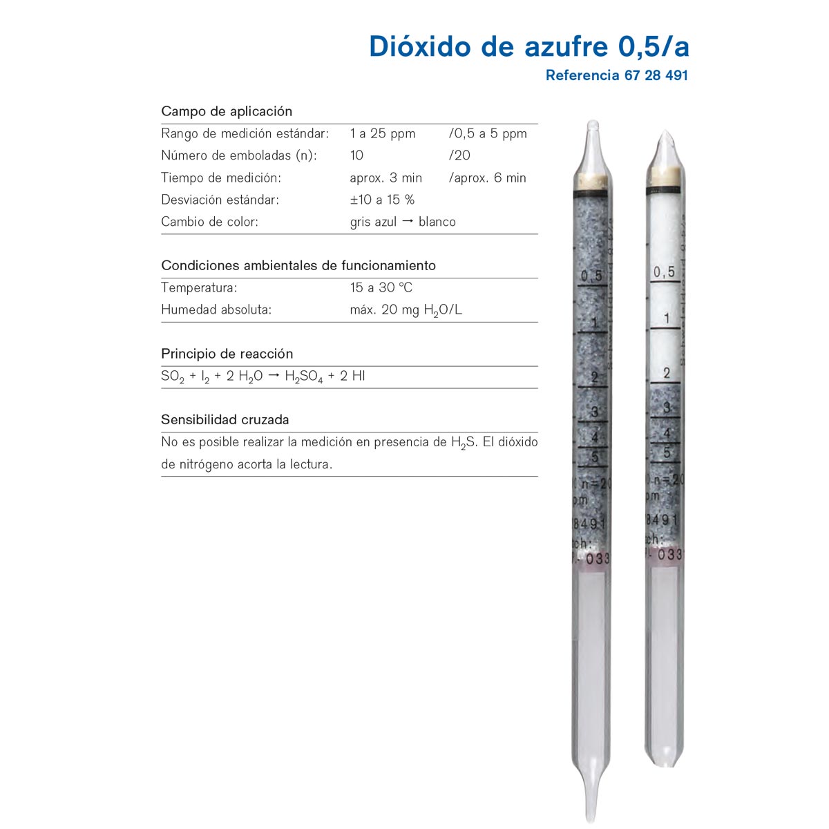 Tubo Drager Dióxido De Azufre 0,5/a 