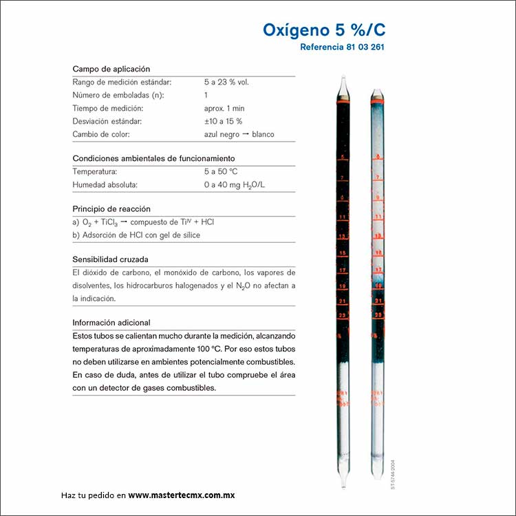 Tubos Drager Oxigeno 5%/C