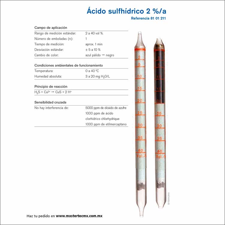 Tubos Drager Sulfuro de Hidrogeno 2 %/a